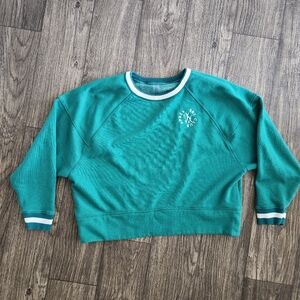 Lou & Grey Apres Ski Club Striped Trim Fluffy Fleece Sweatshirt Size Medium